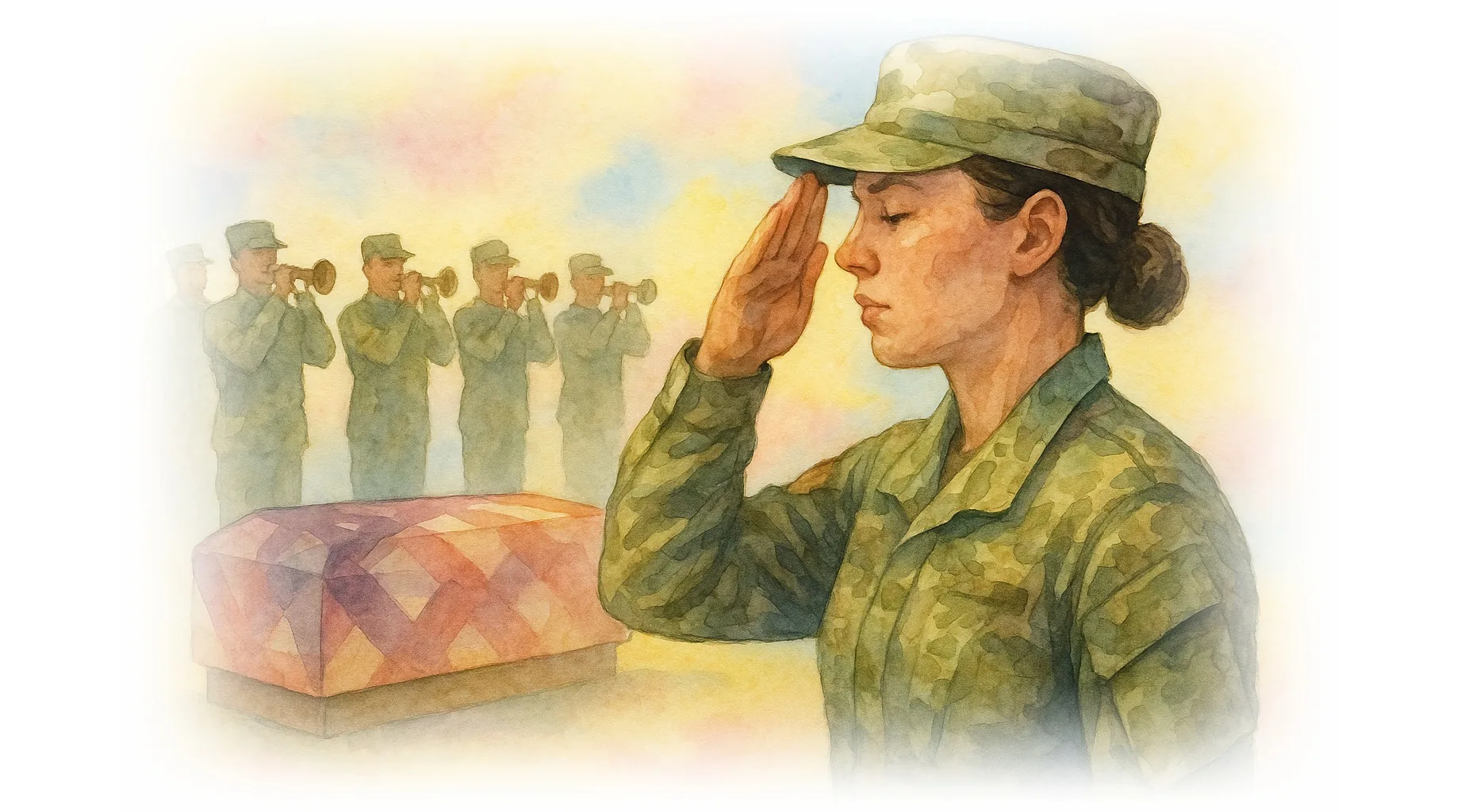 Veteran living with survivor’s guilt and depression — watercolour